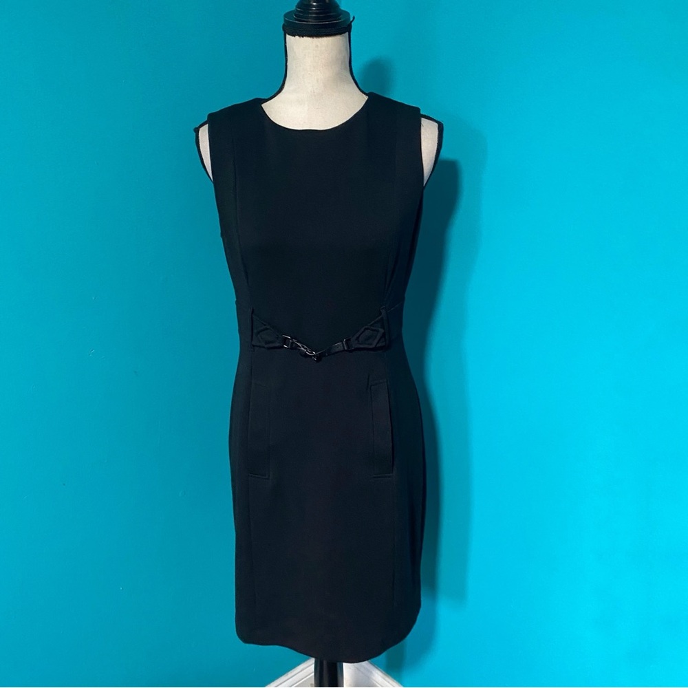 Calvin Klein 6 Solid Black Sleeveless Sheath Dress Career